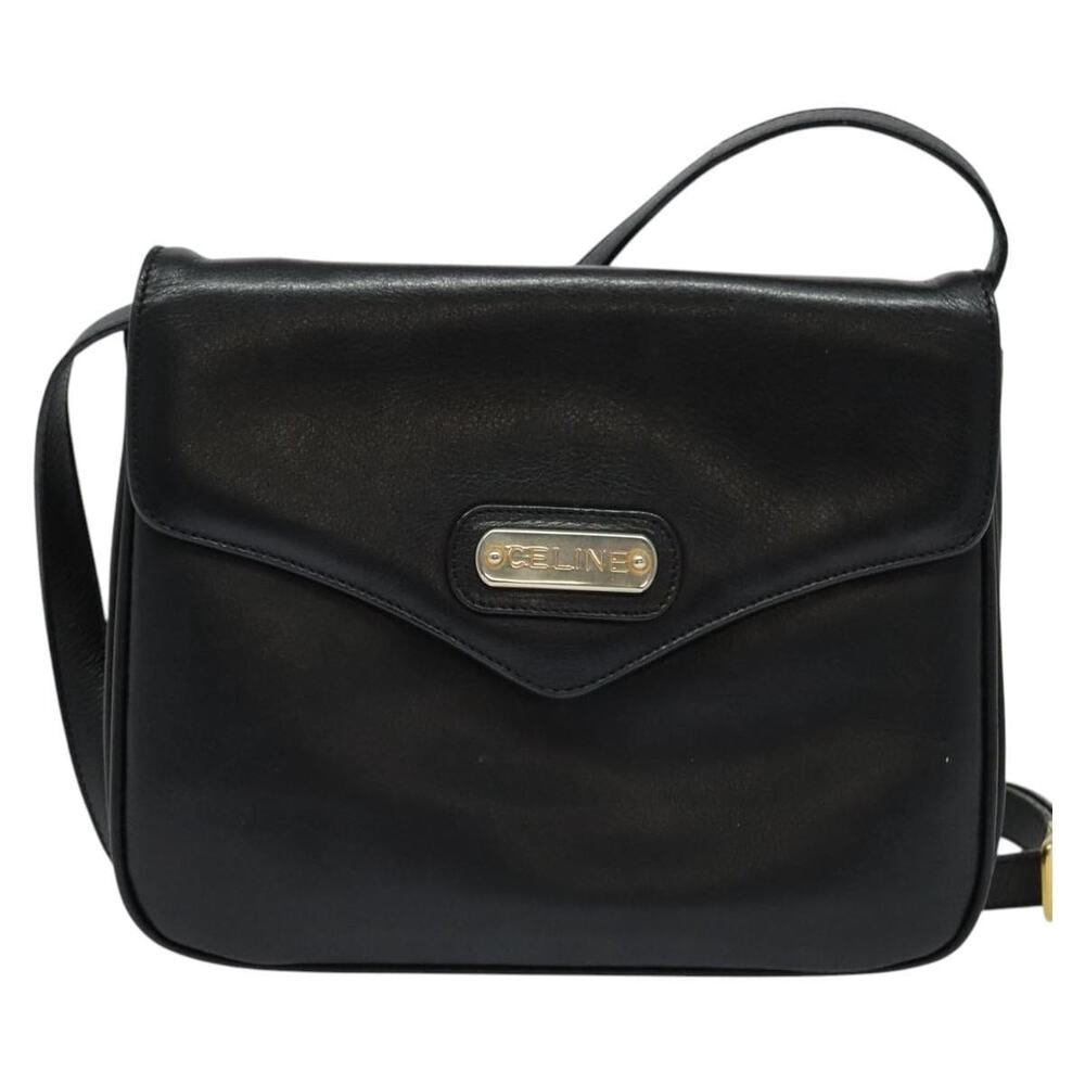 Celine Leather Shoulder Bag Black